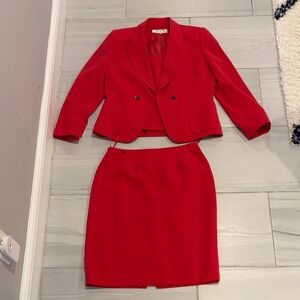 Tahari Arthur S. Levine Red Blazer with Tank top and Pencil Skirt Outfit